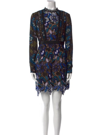 Self-Portrait Lace Pattern Mini Dress