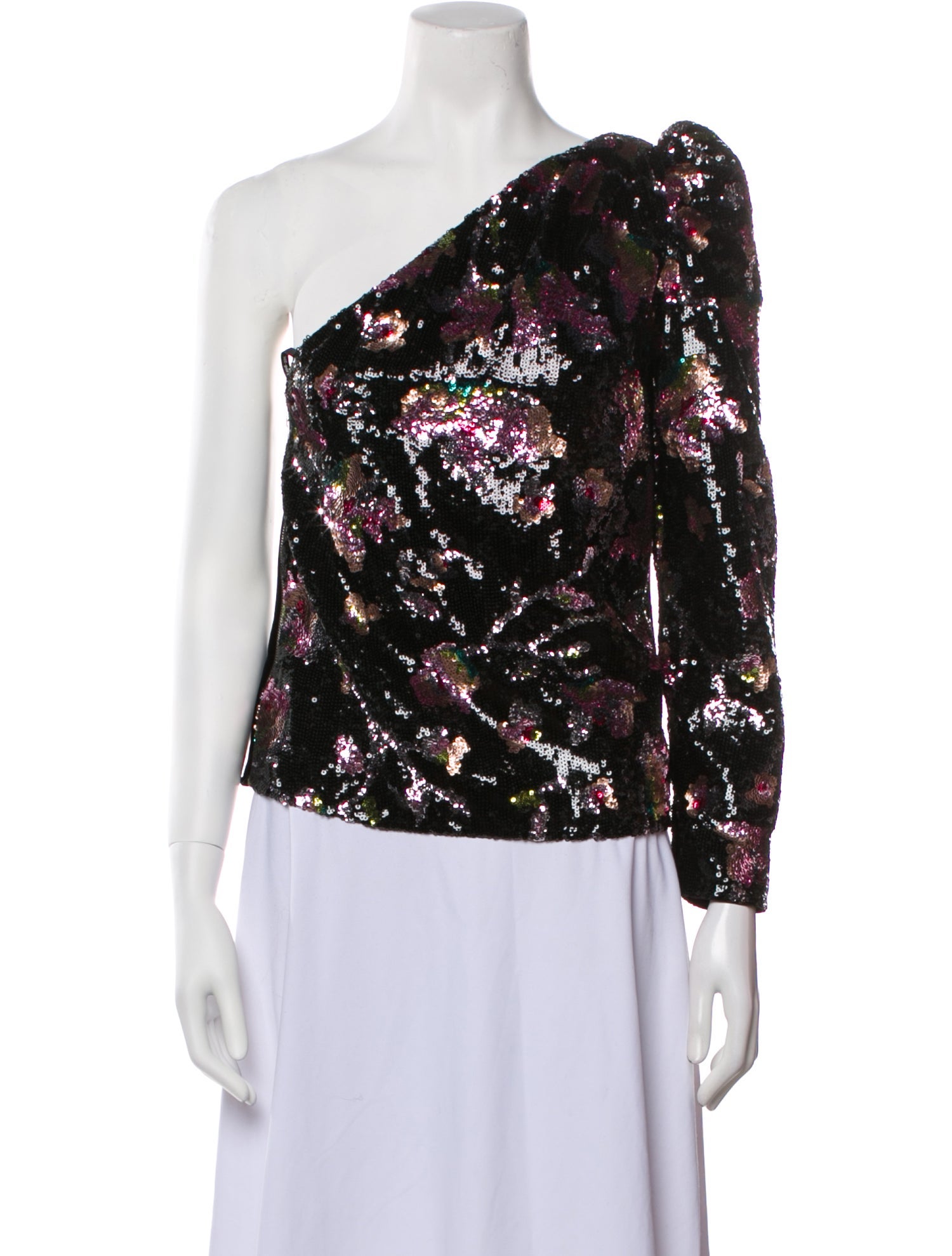 Self-Portrait Floral Print One-Shoulder Blouse