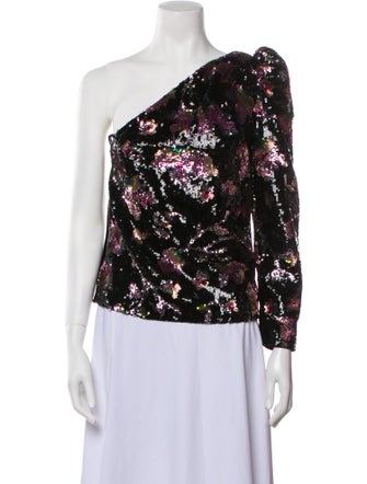 Self-Portrait Floral Print One-Shoulder Blouse