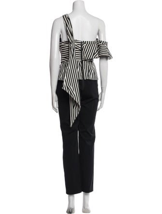 Self-Portrait Striped One-Shoulder Jumpsuit