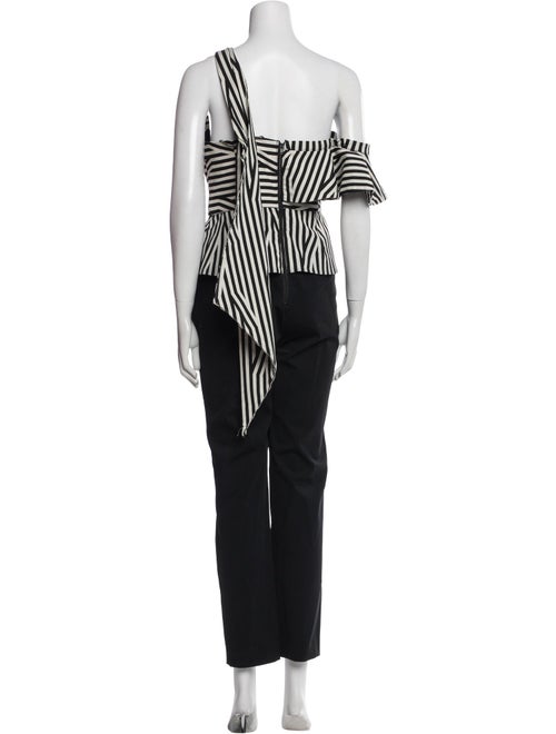 Self-Portrait Striped One-Shoulder Jumpsuit