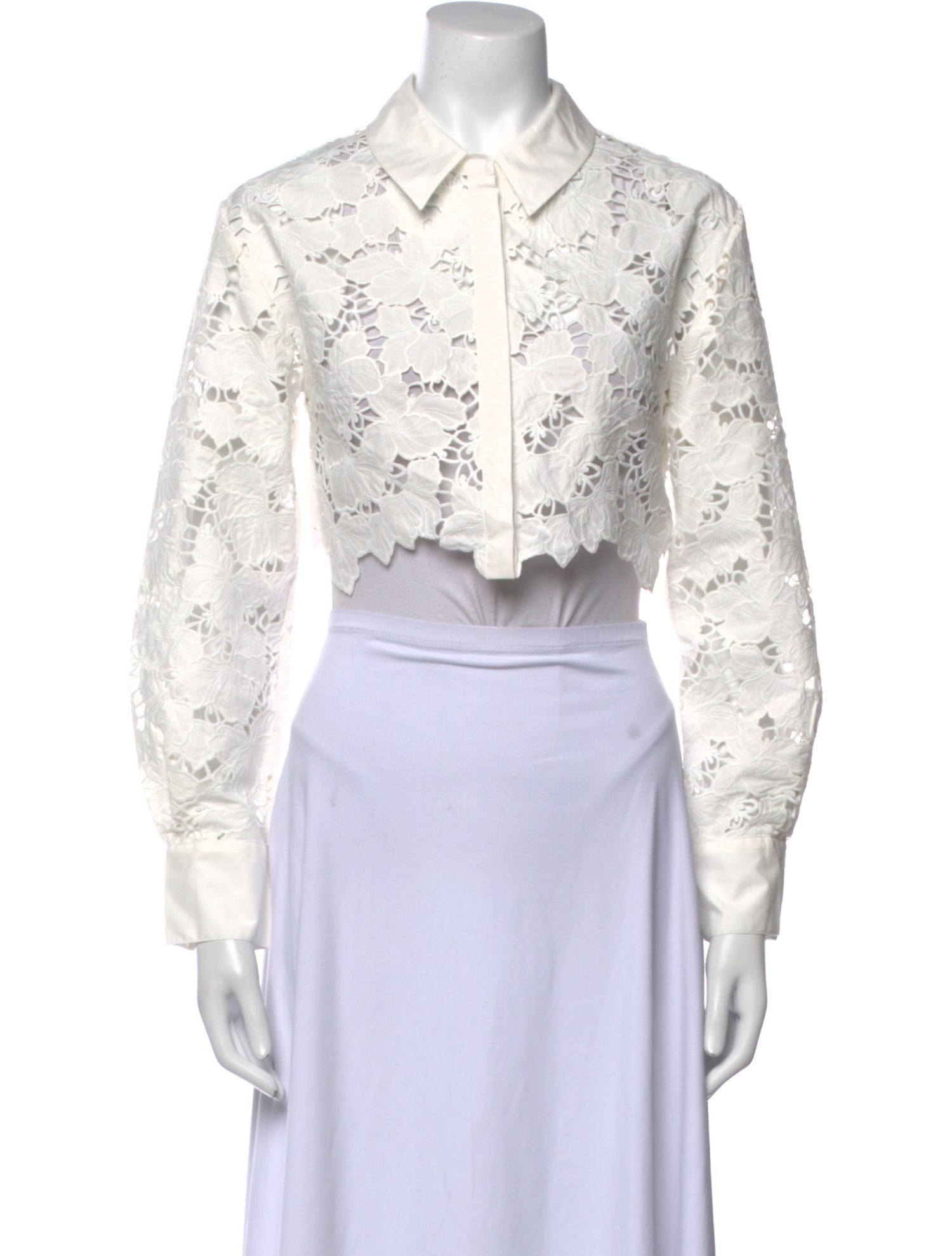 Self-Portrait Lace Pattern Long Sleeve Crop Top w/ Tags