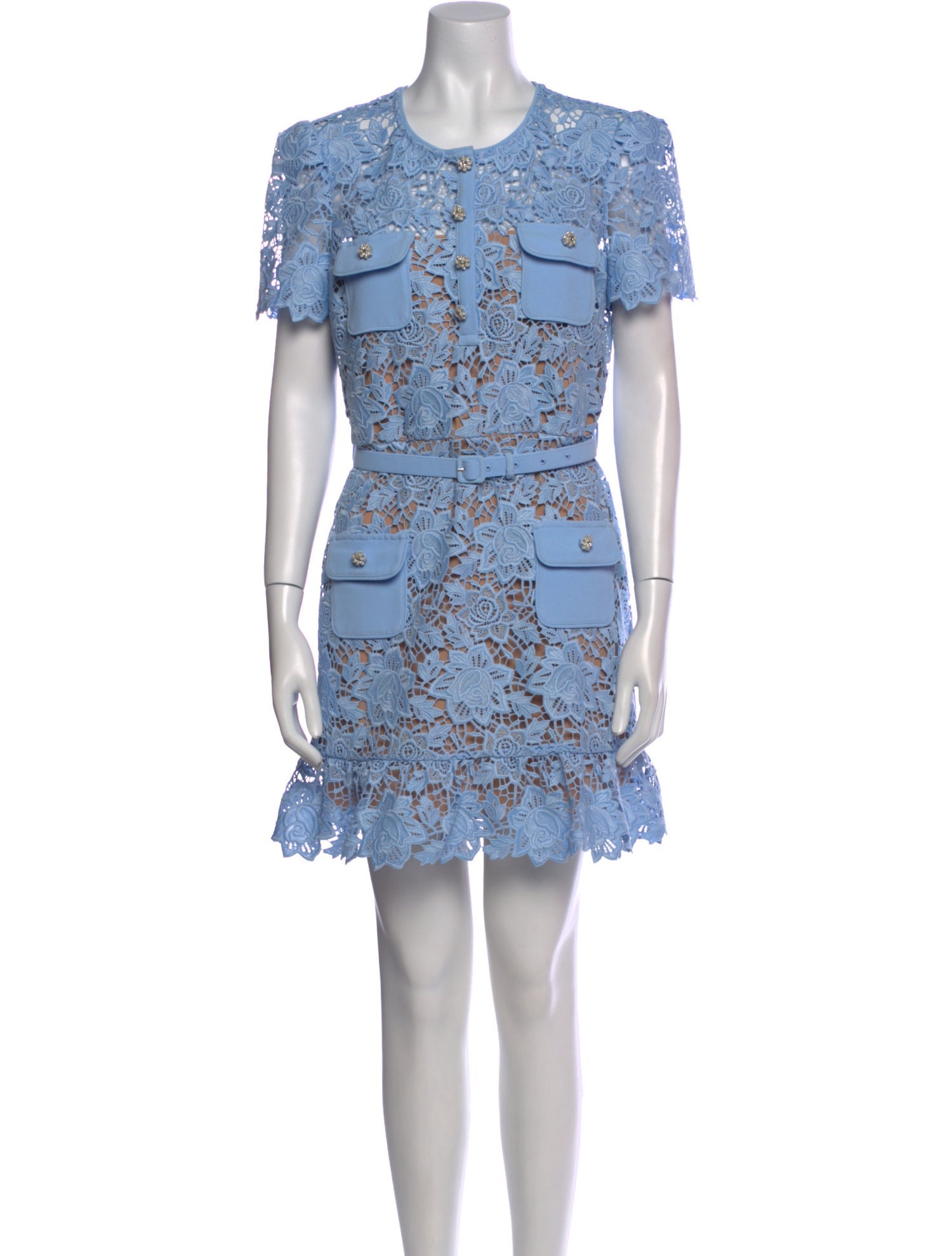 Self-Portrait Lace Pattern Mini Dress