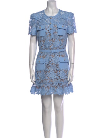 Self-Portrait Lace Pattern Mini Dress