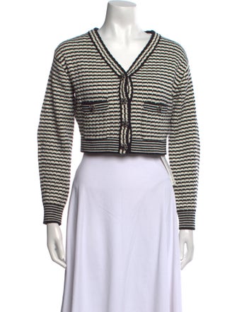 Self-Portrait Striped V-Neck Sweater