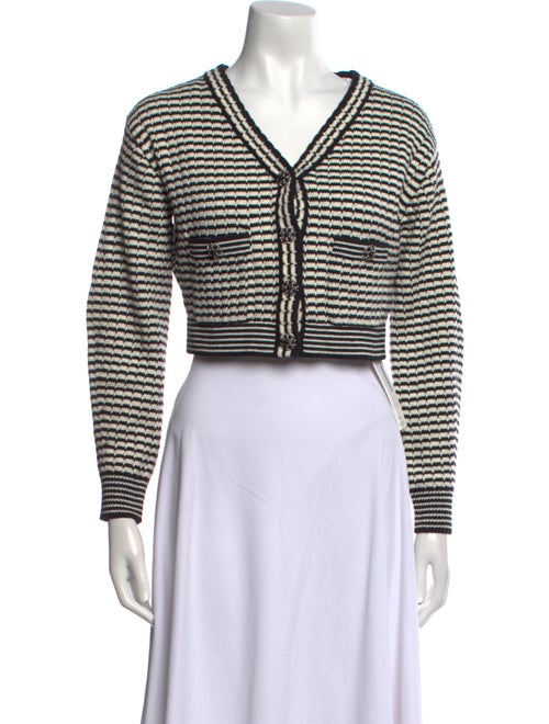 Self-Portrait Striped V-Neck Sweater