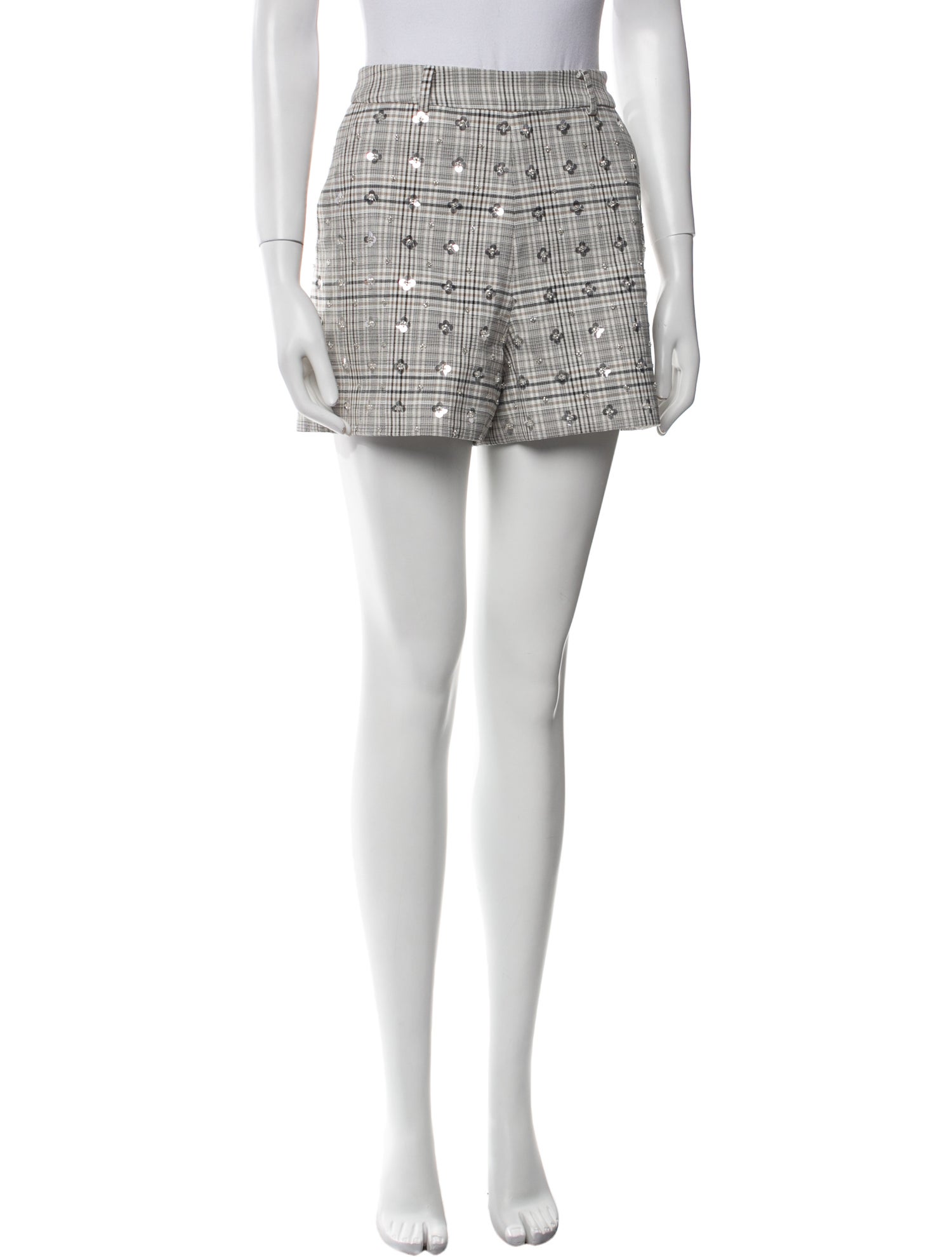 Self-Portrait Plaid Print Mini Shorts