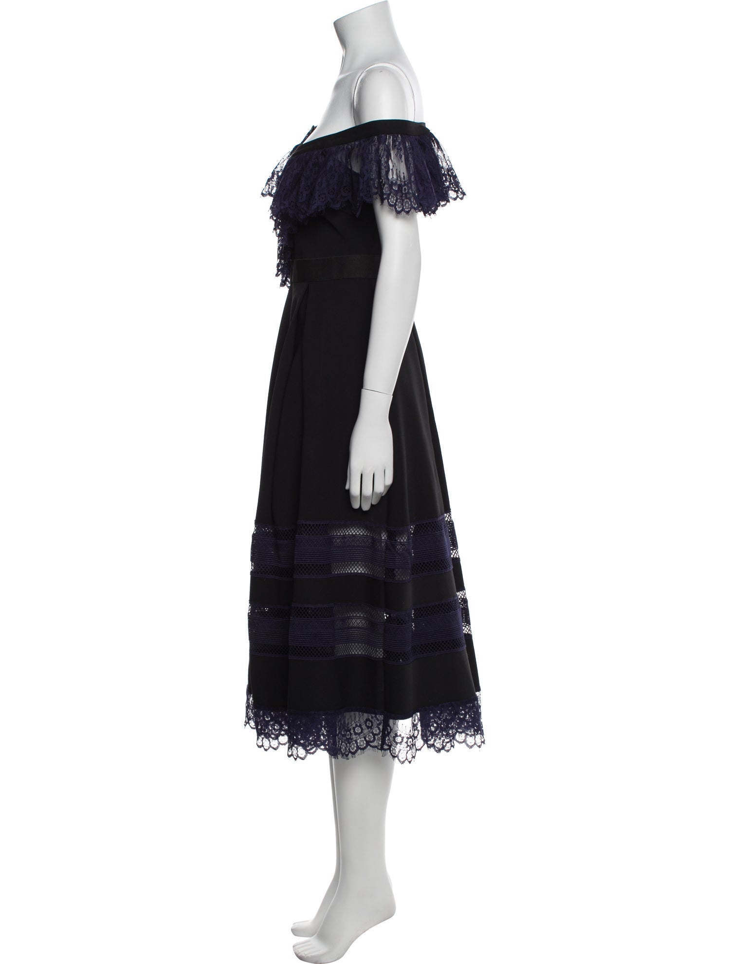 Self-Portrait Off-The-Shoulder Midi Length Dress