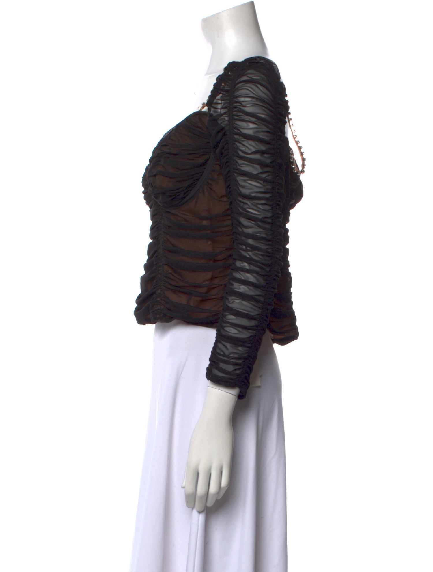 Self-Portrait Square Neckline Long Sleeve Crop Top w/ Tags