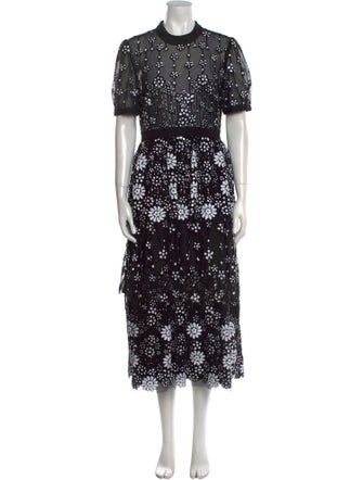 Self-Portrait Lace Pattern Long Dress