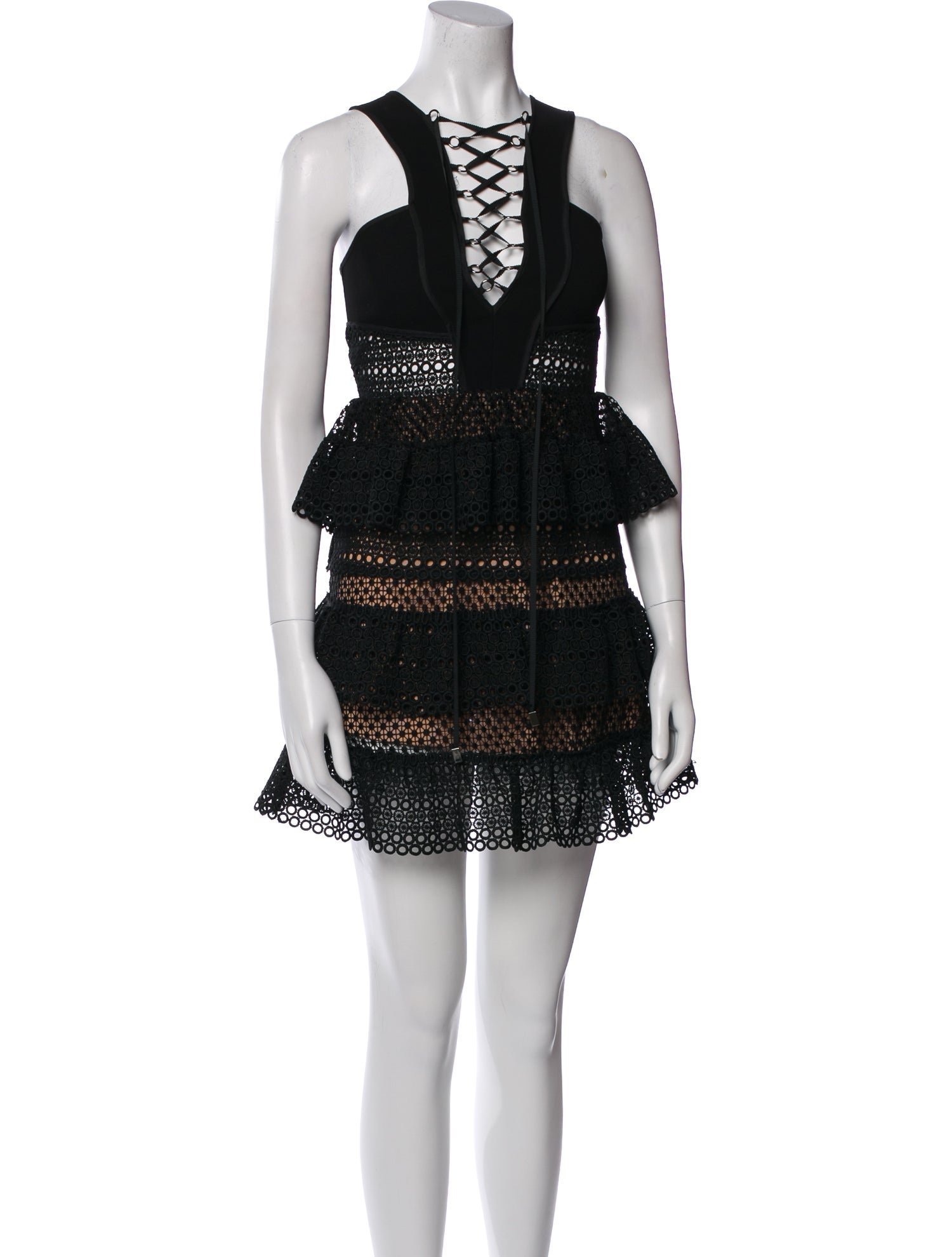 Self-Portrait V-Neck Mini Dress