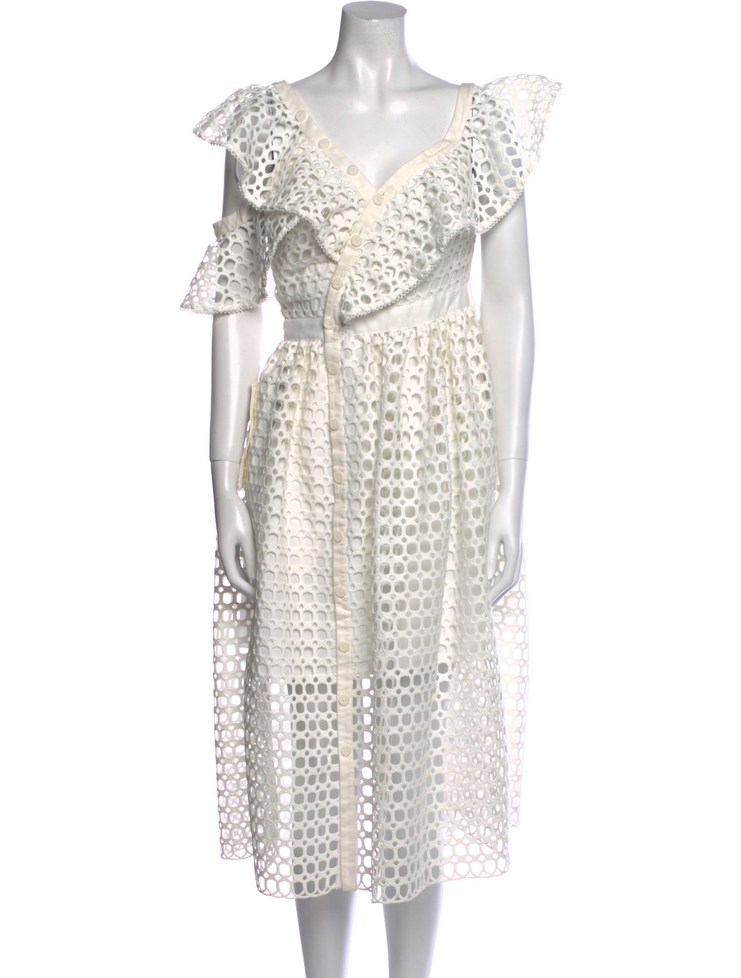 Self-Portrait Lace Pattern Midi Length Dress