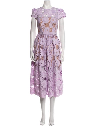 Self-Portrait Lace Pattern Midi Length Dress