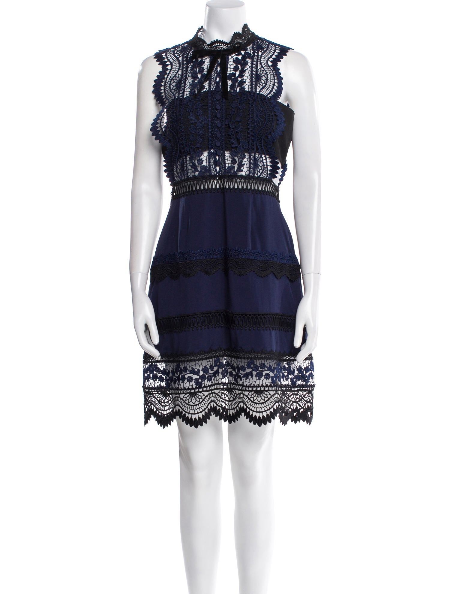 Self-Portrait Lace Pattern Mini Dress