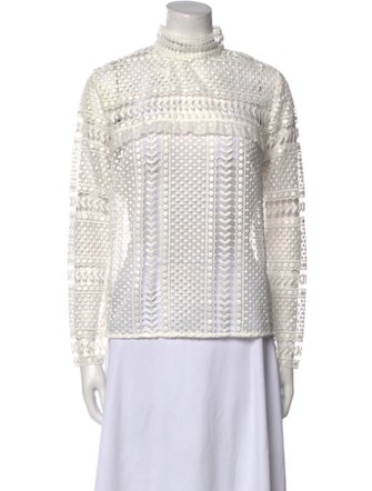 Self-Portrait Turtleneck Long Sleeve Blouse