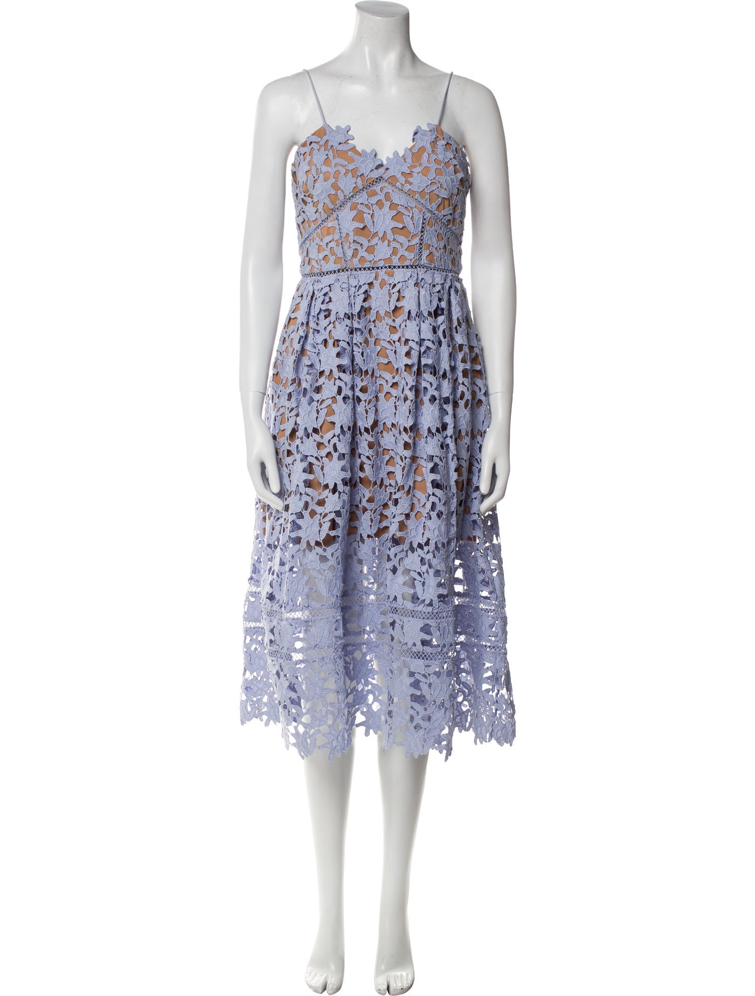 Self-Portrait Lace Pattern Midi Length Dress