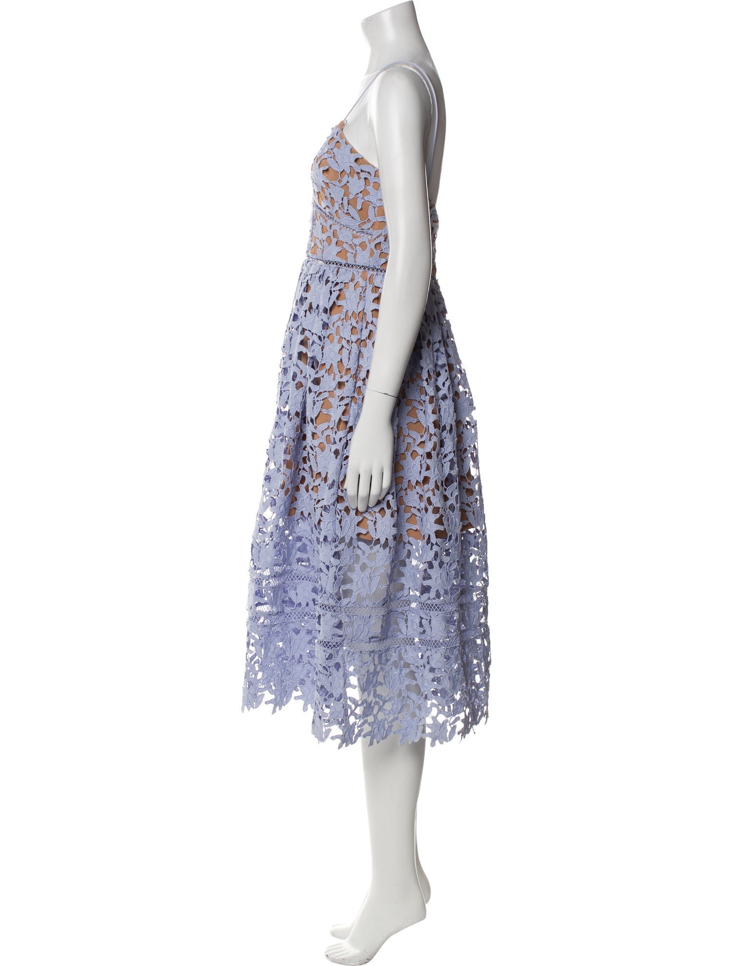 Self-Portrait Lace Pattern Midi Length Dress