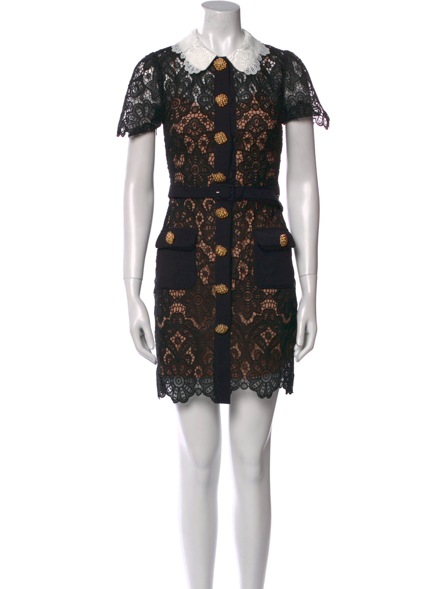 Self-Portrait Lace Pattern Mini Dress