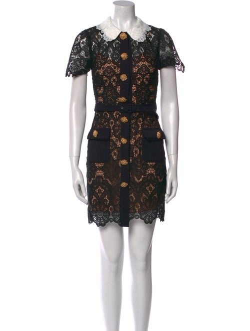 Self-Portrait Lace Pattern Mini Dress