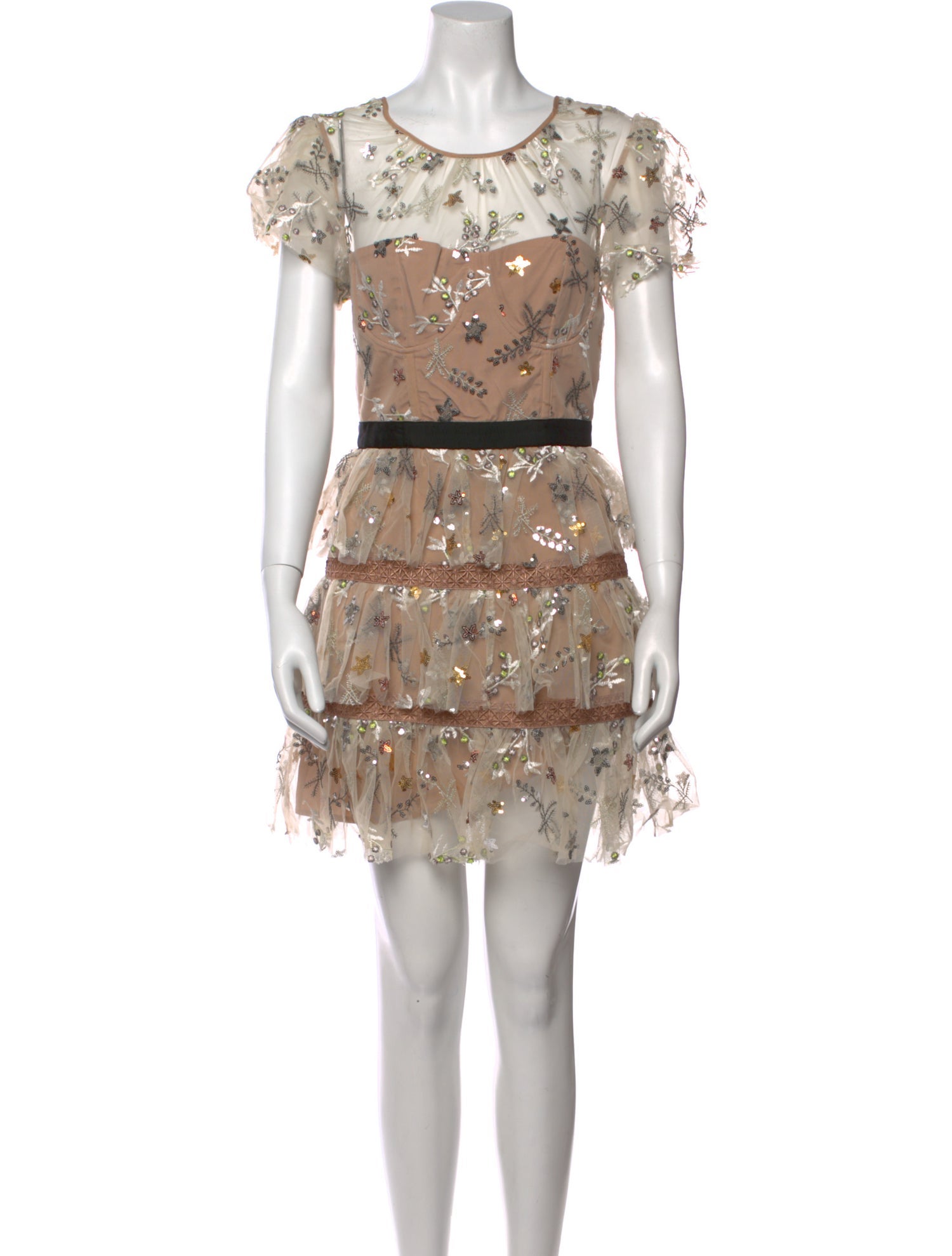 Self-Portrait Lace Pattern Mini Dress