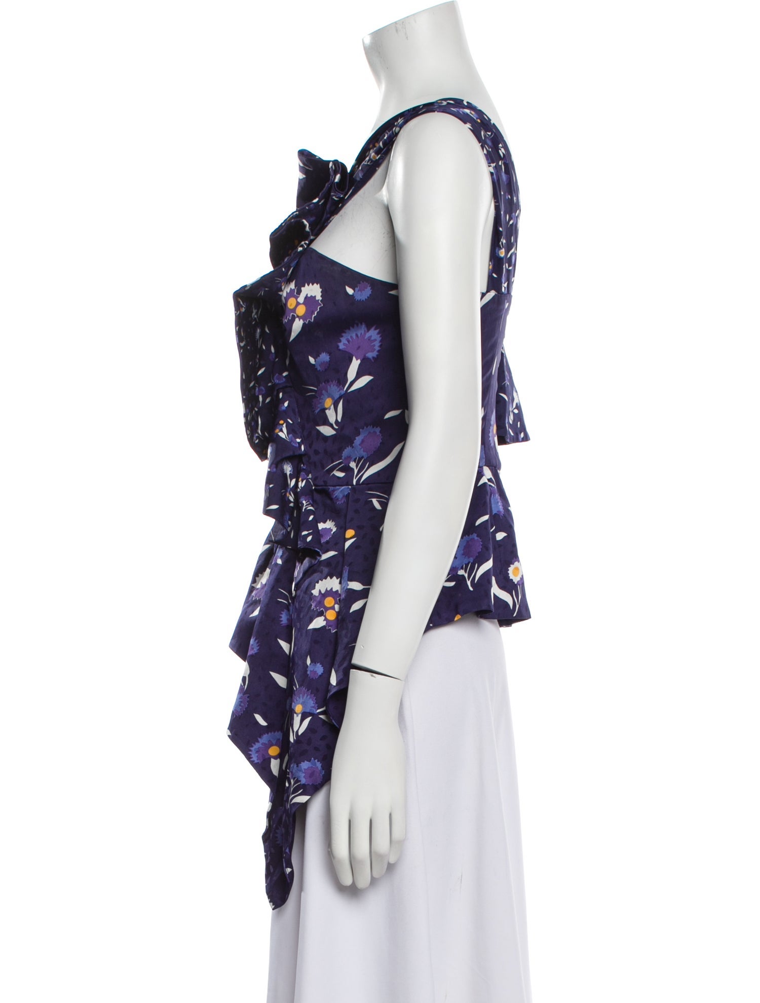 Self-Portrait Floral Print One-Shoulder Blouse