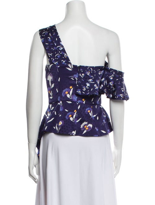 Self-Portrait Floral Print One-Shoulder Blouse