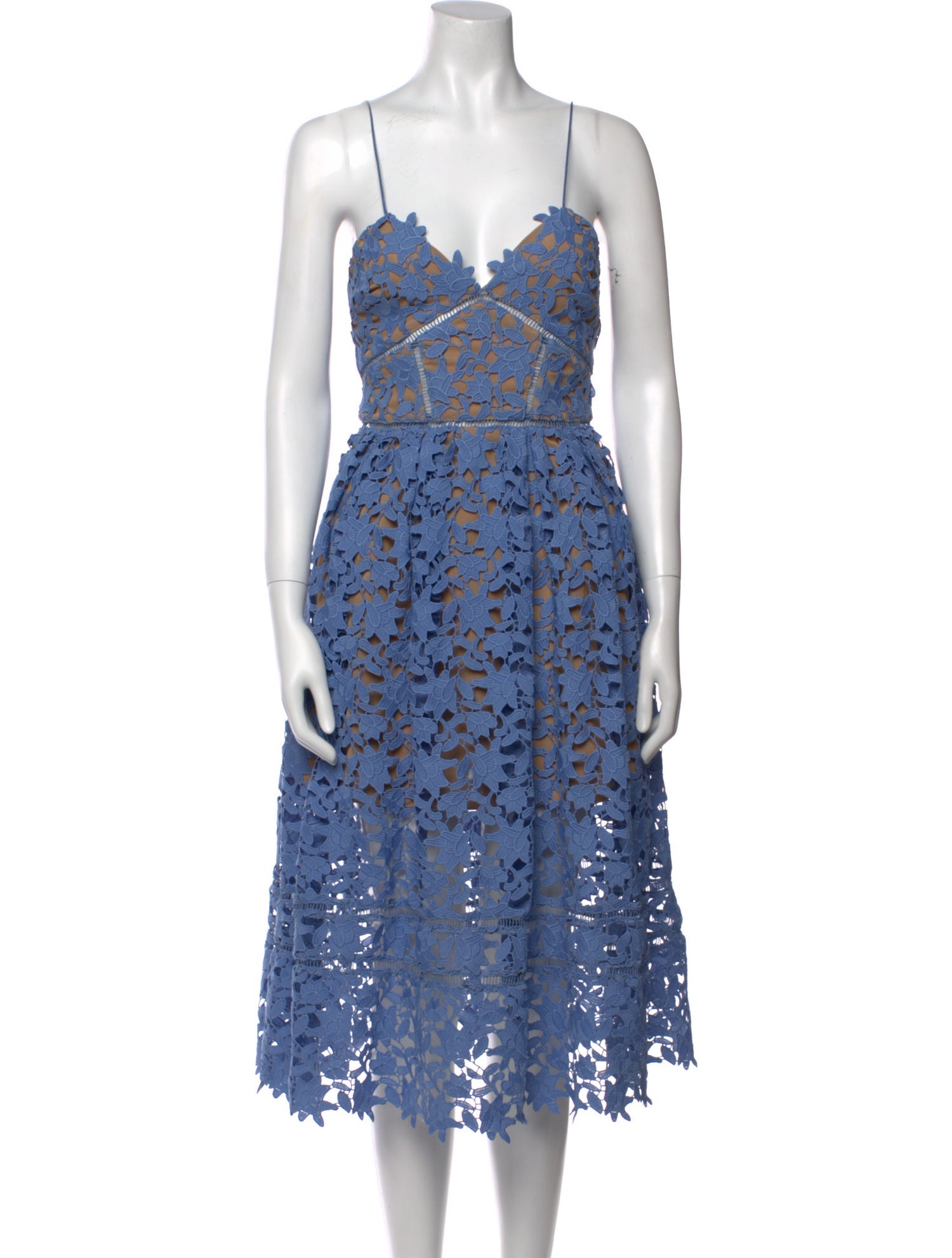 Self-Portrait Lace Pattern Midi Length Dress