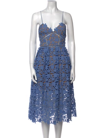 Self-Portrait Lace Pattern Midi Length Dress