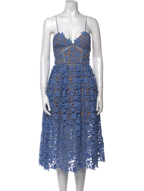 Self-Portrait Lace Pattern Midi Length Dress