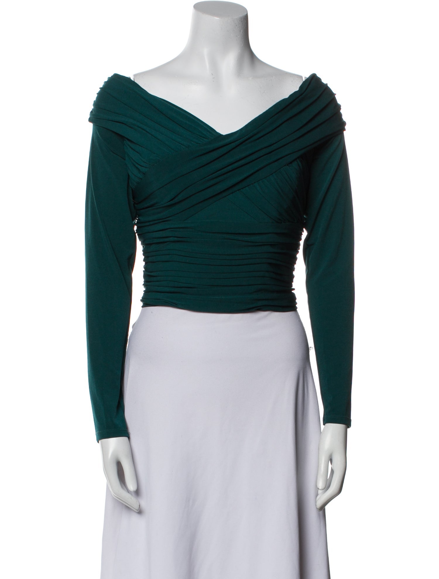 Self-Portrait V-Neck Long Sleeve Crop Top