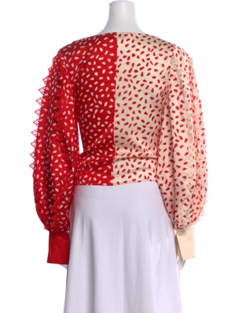 Self-Portrait Printed V-Neck Blouse