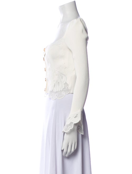 Self-Portrait Square Neckline Long Sleeve Crop Top