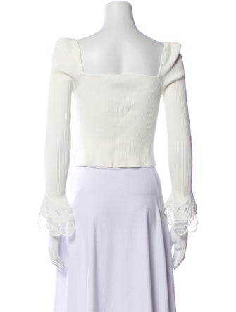 Self-Portrait Square Neckline Long Sleeve Crop Top