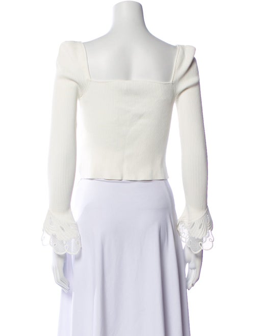 Self-Portrait Square Neckline Long Sleeve Crop Top