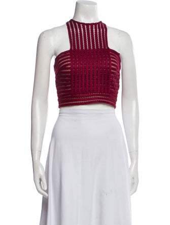 Self-Portrait Patterned Square Neckline Crop Top