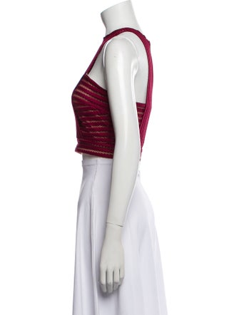 Self-Portrait Patterned Square Neckline Crop Top