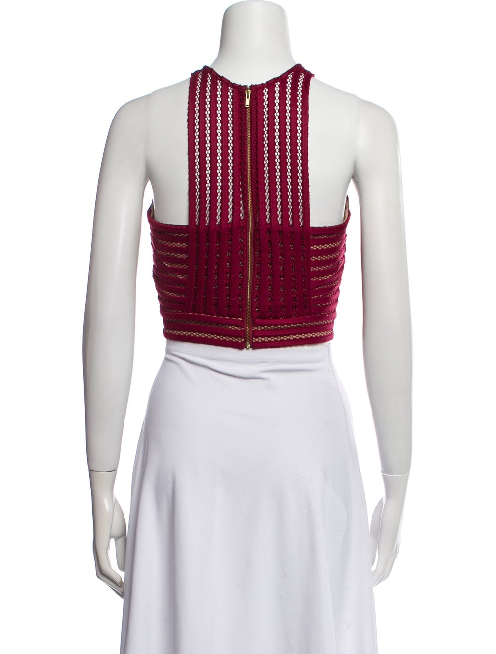 Self-Portrait Crop Top Red Patterned Sleeveless w… - image 3