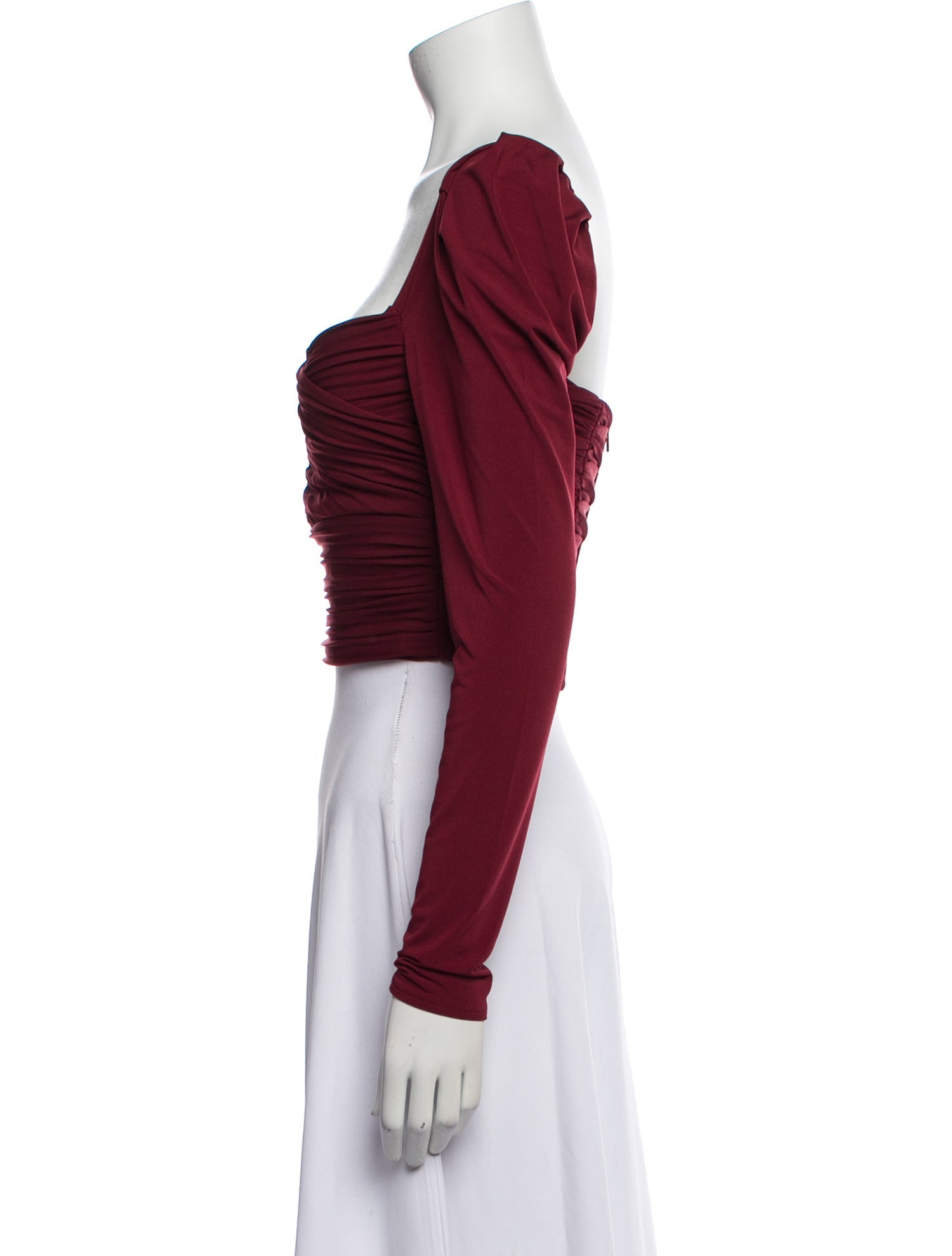 Self-Portrait Square Neckline Long Sleeve Crop Top