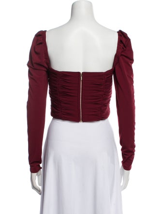 Self-Portrait Square Neckline Long Sleeve Crop Top