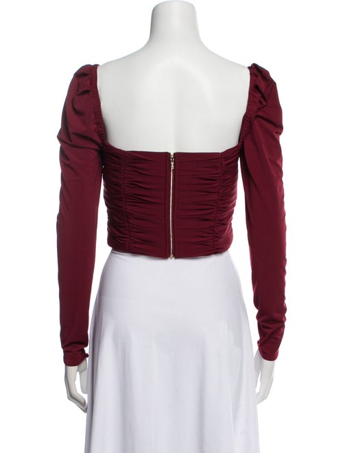 Self-Portrait Square Neckline Long Sleeve Crop Top