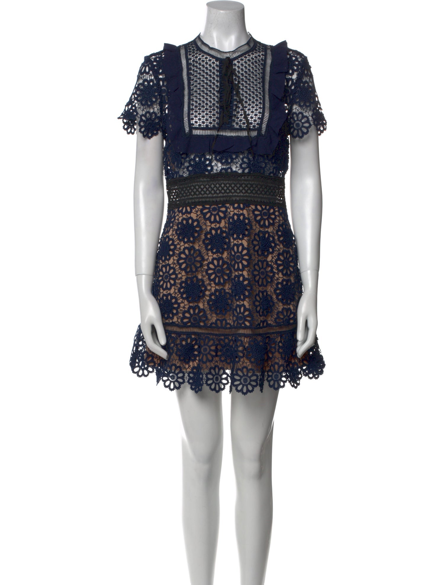 Self-Portrait Lace Pattern Mini Dress