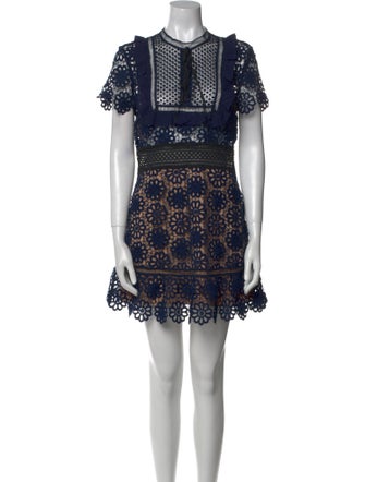 Self-Portrait Lace Pattern Mini Dress