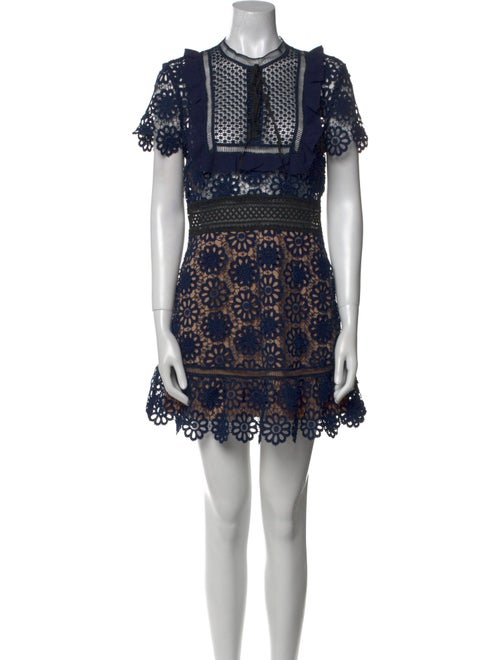 Self-Portrait Lace Pattern Mini Dress