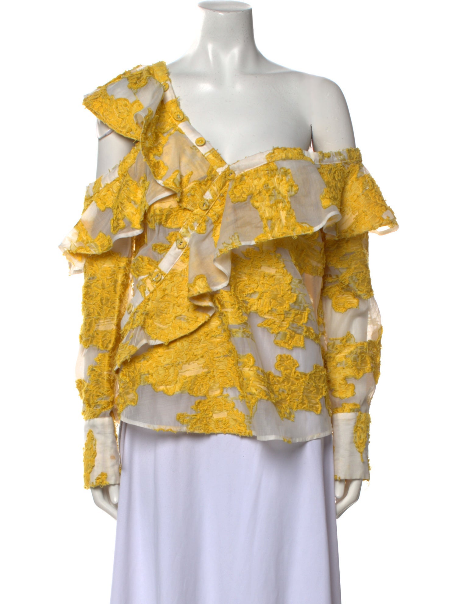 Self-Portrait Floral Print Asymmetrical Blouse