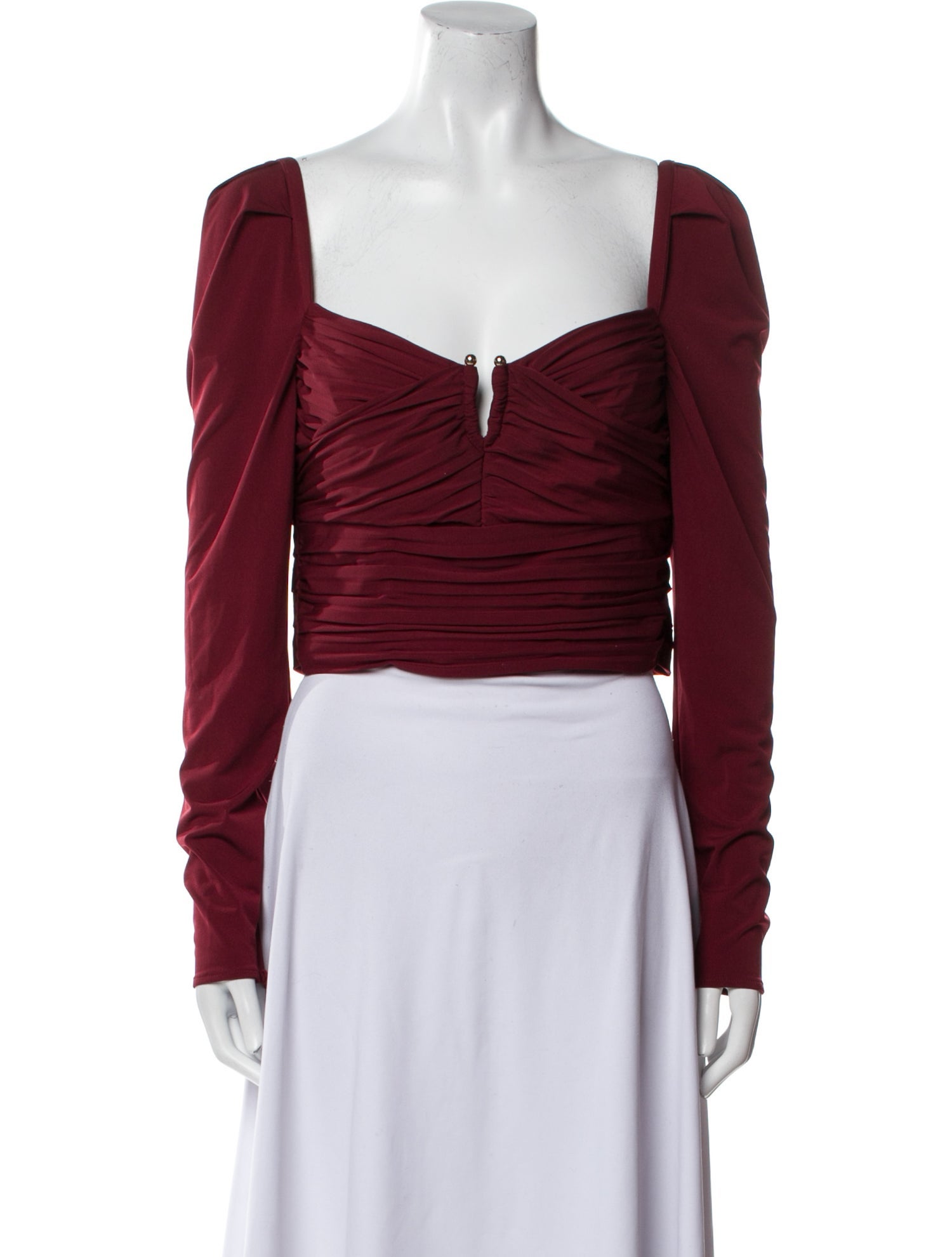 Self-Portrait Square Neckline Long Sleeve Crop Top