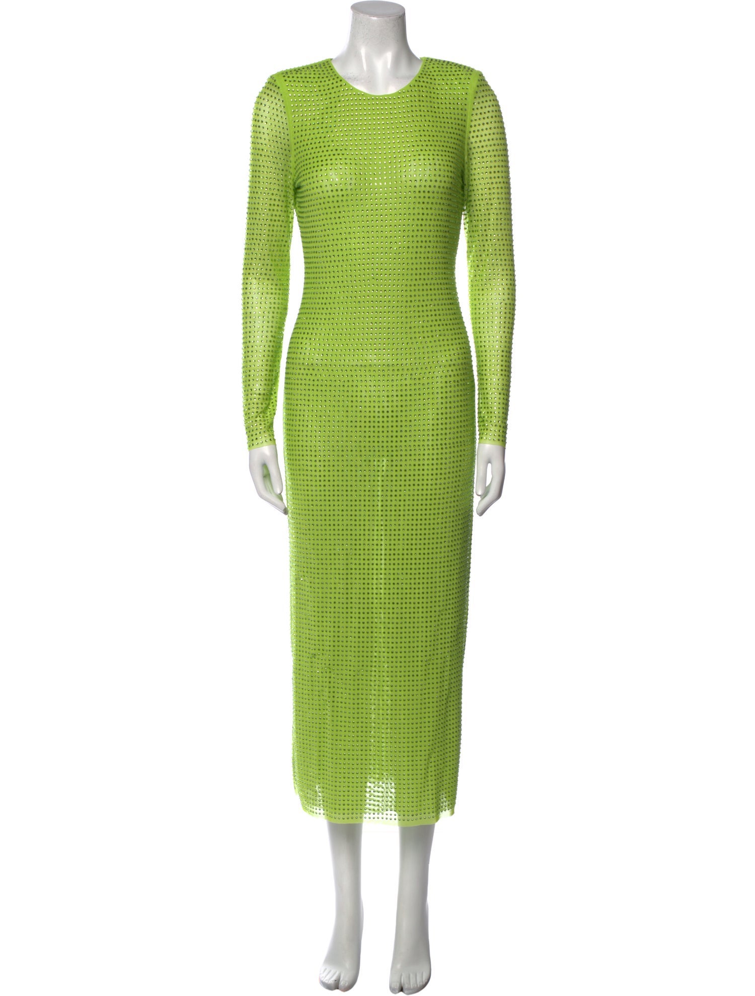 Self-Portrait Green Hot Fix Midi Dress Long Dress