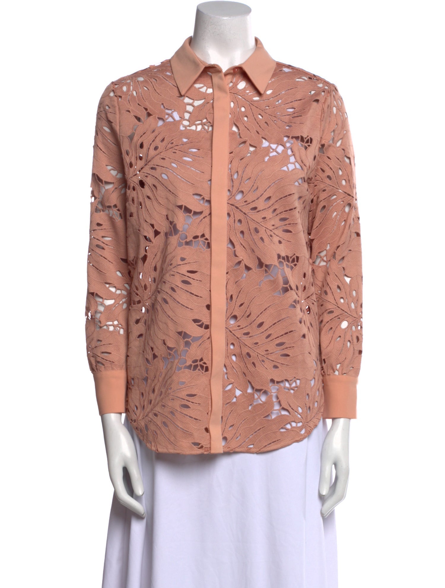 Self-Portrait Printed Three-Quarter Sleeve Button-Up Top
