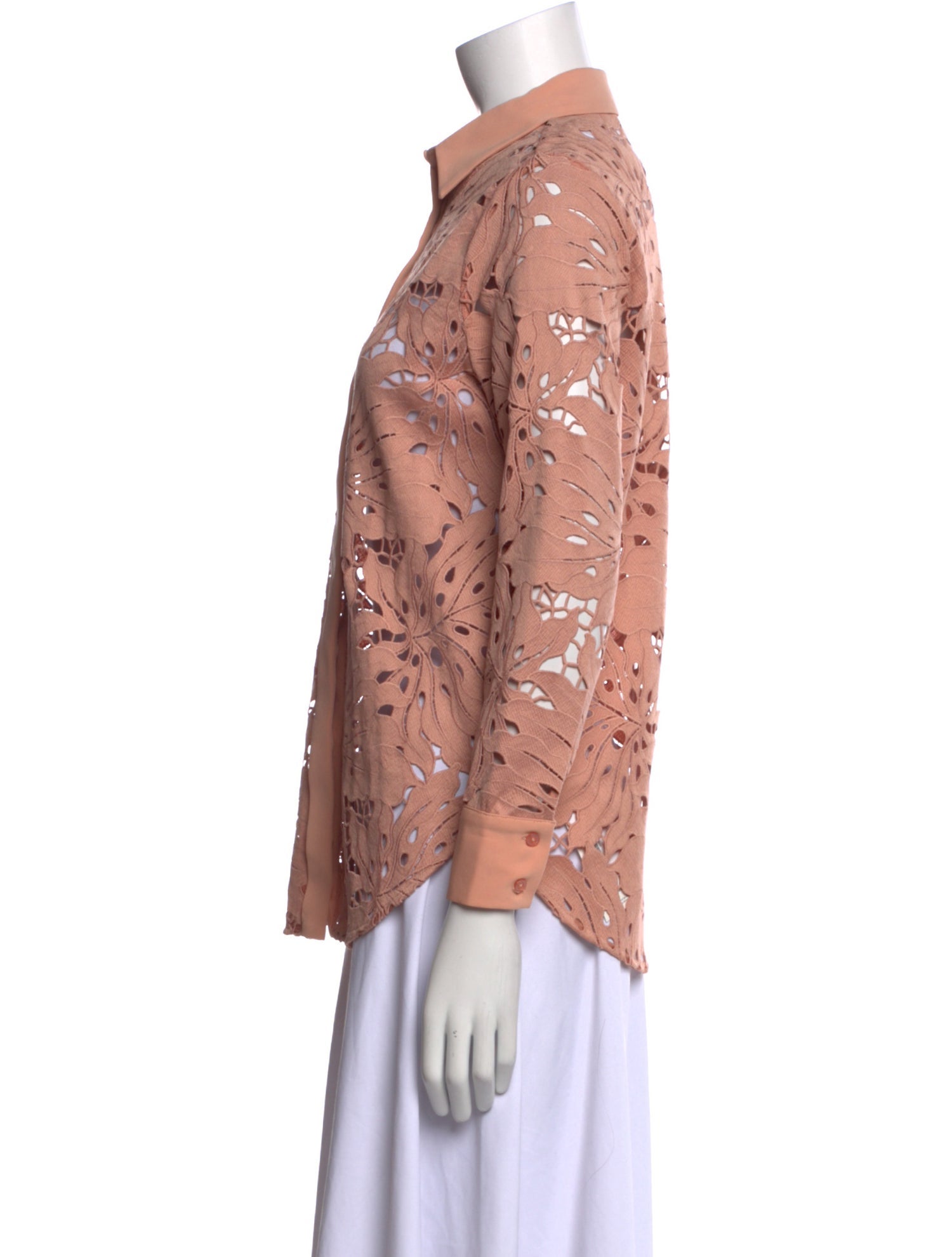 Self-Portrait Printed Three-Quarter Sleeve Button-Up Top