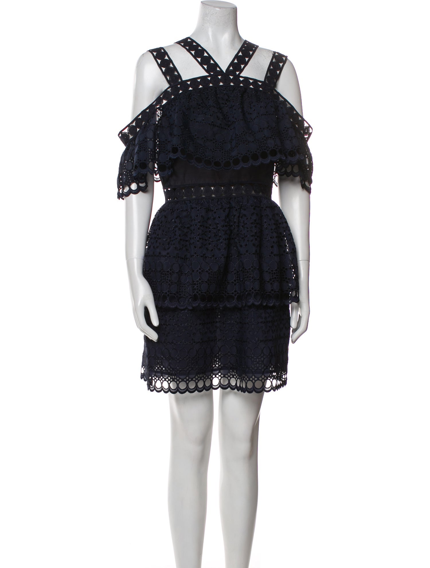 Self-Portrait Lace Pattern Mini Dress