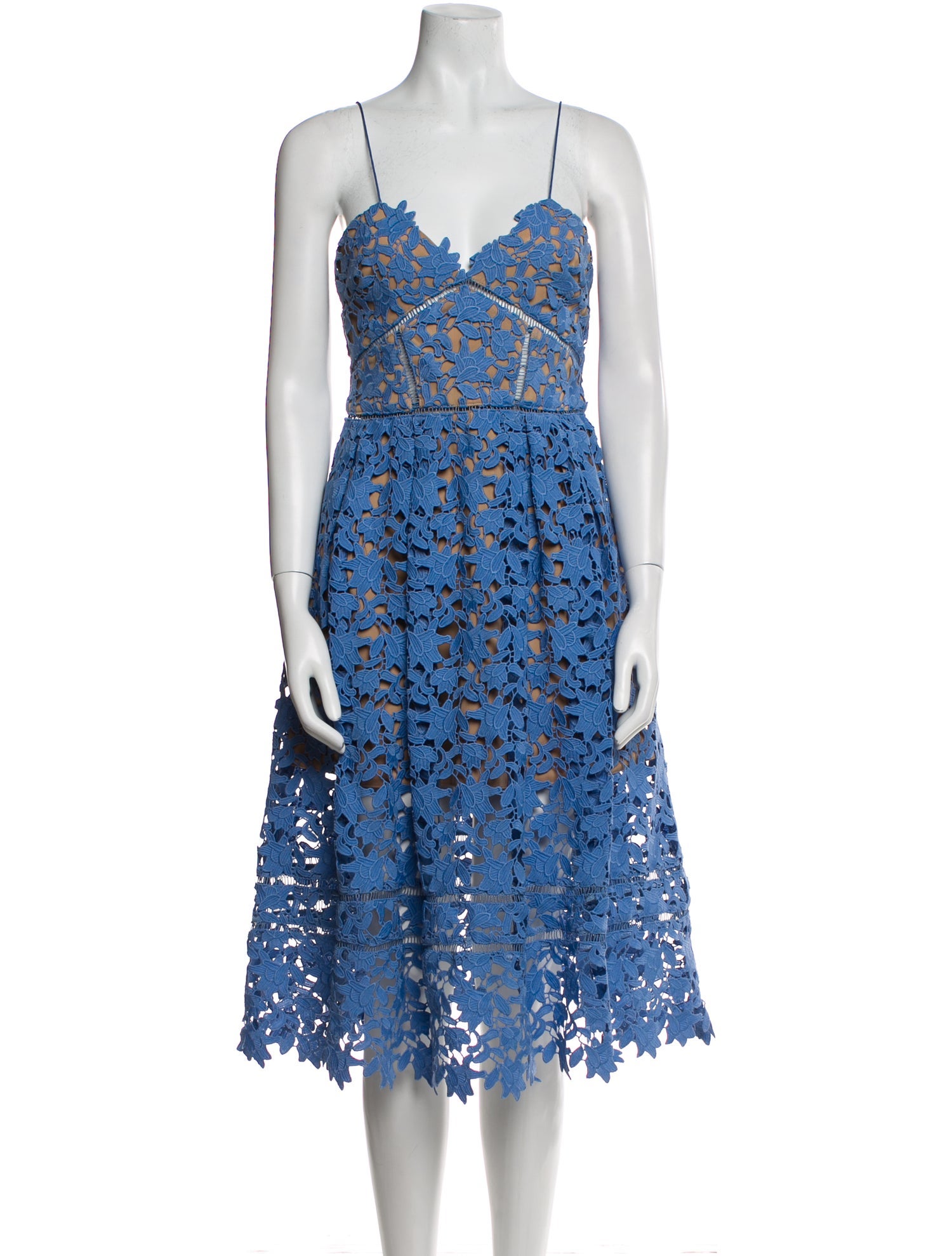 Self-Portrait Lace Pattern Midi Length Dress